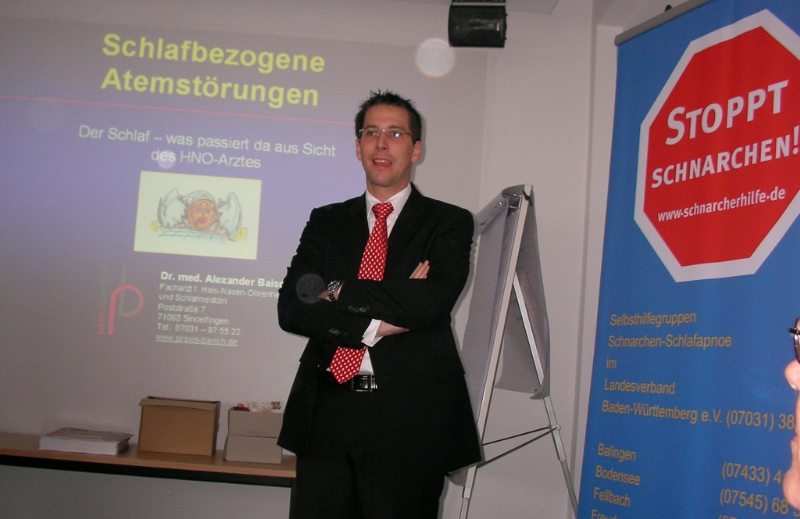 Mitgliederversammlung des LVBW in Gerlingen im November 2010, Fachvortrag von Dr. Alexander Baisch, HNO-Arzt, Somnologe und Schlaflaborleiter in Leonberg